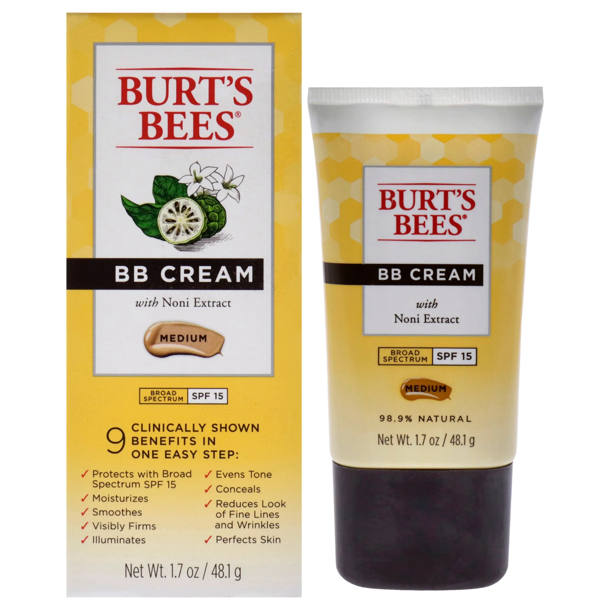 BB Cream SPF 15 - Medium by Burts Bees for Women - 1.7 oz Makeup