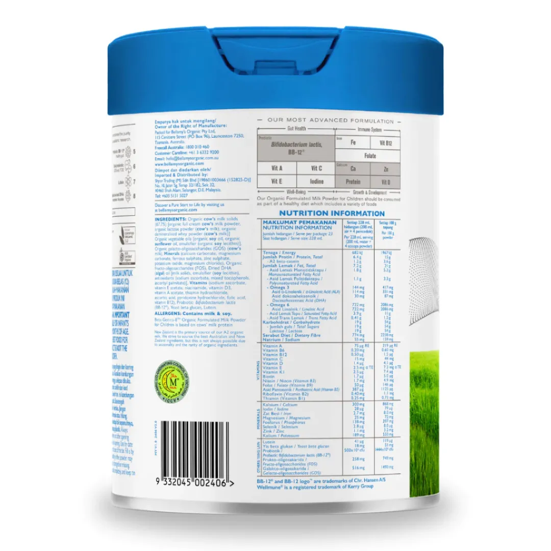 Bellamy's Organic Beta Genica-8 Step 4 Junior Milk Drink 800g (24 months )