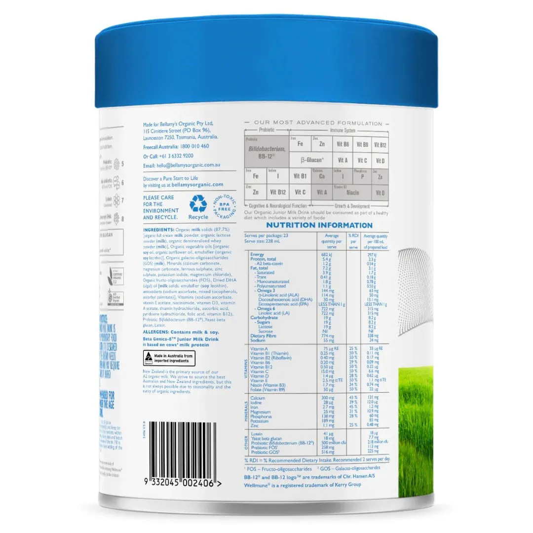 Bellamy's Organic Beta Genica-8 Step 4 Junior Milk Drink 800g (24 months )