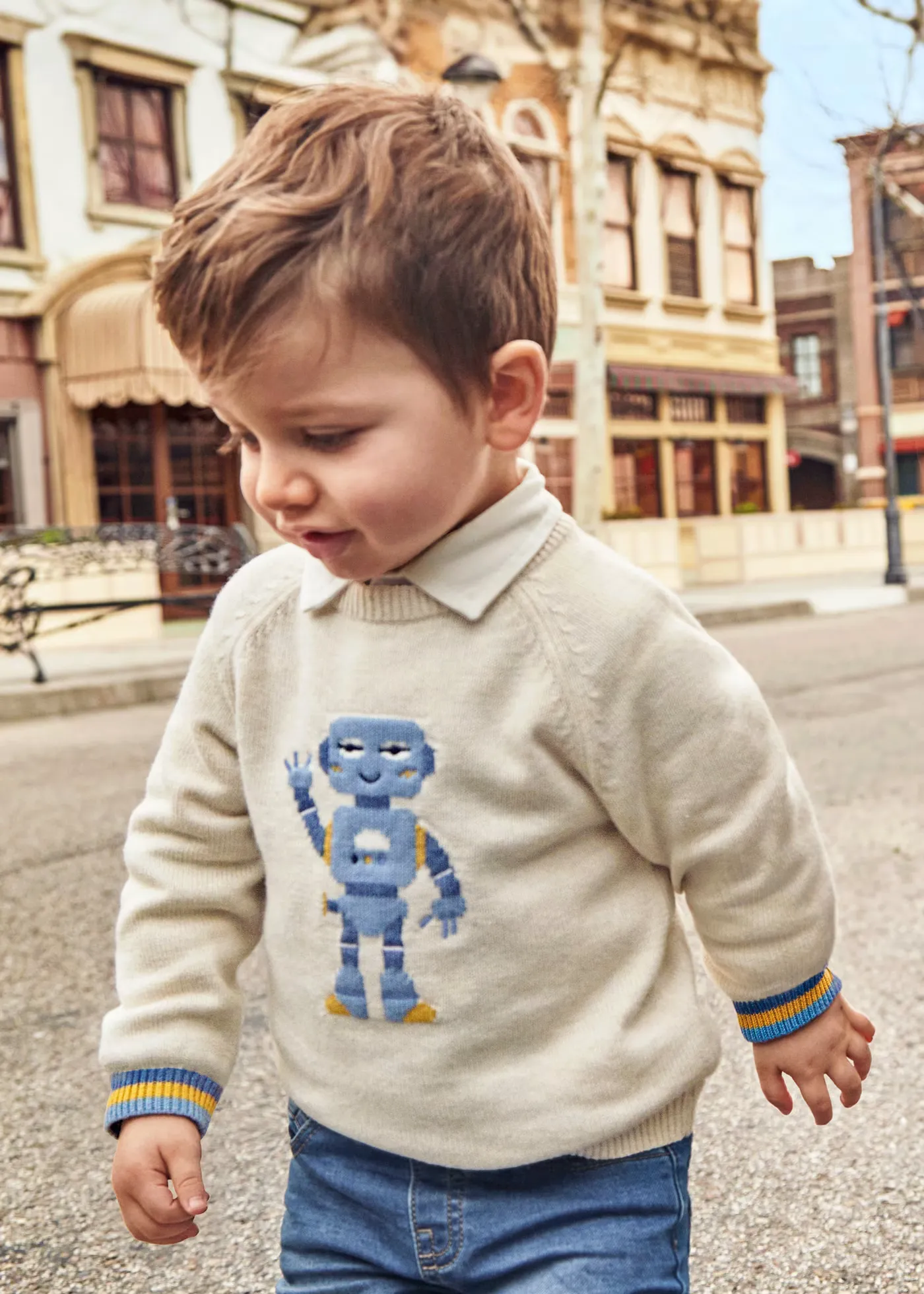 Cream Robot Knit Sweater